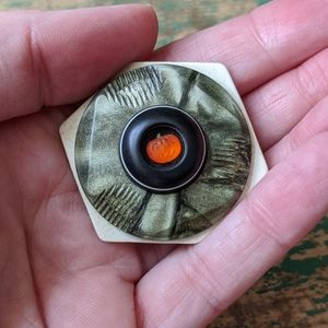 🎃 Handmade Upcycled Vintage Button & Buckle Halloween Fall Autumn Brooch Pin